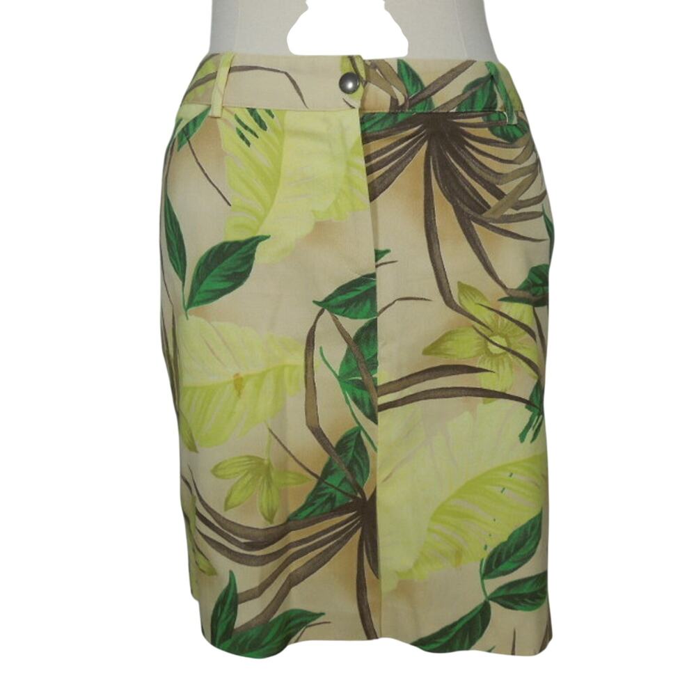 B.A.D size 10 Womens Printed Skirt Yellow Green BAD